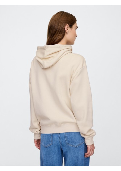 Kadın Bej Gap Logo Fleece Fermuarlı Sweatshirt indirimleri