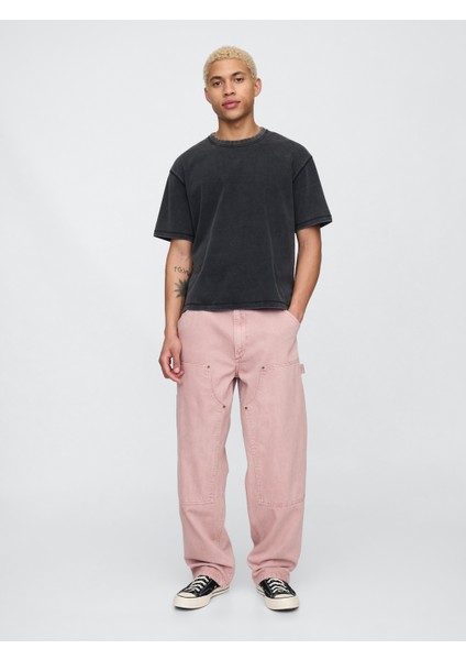Erkek Pembe Ultrasoft Double-Knee Carpenter Baggy Jean Pantolon
