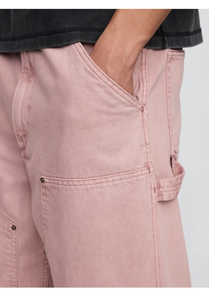 Erkek Pembe Ultrasoft Double-Knee Carpenter Baggy Jean Pantolon fırsatları