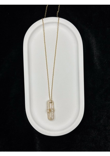 Xupıng Jewelry Altın Kaplama Zirkon Taşlı Halka Zincir Kolye