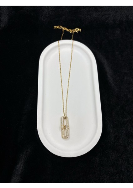 Xupıng Jewelry Altın Kaplama Zirkon Taşlı Halka Zincir Kolye