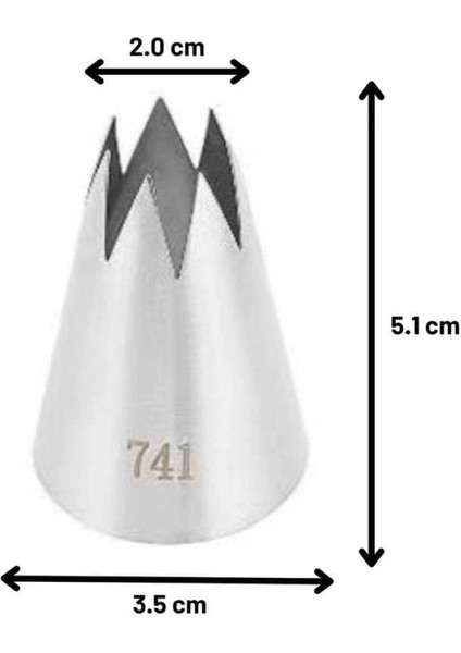 Büyük Boy Açık Yıldız 7 Diş Krema Duyu 35X20X51 mm | Ithal Krema Torbası Hediye (DY-741)