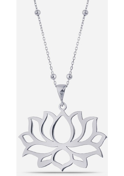 Gümüş Lotus Çiçeği Kolyesi