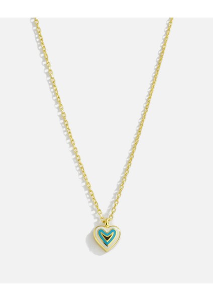 Mineli Kalp Gümüş Kolye