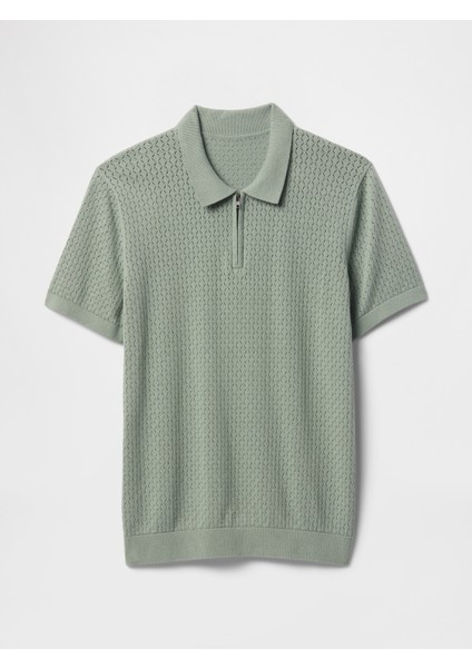 Erkek Yeşil Kroşe Örgü Polo Yaka T-Shirt fiyatları