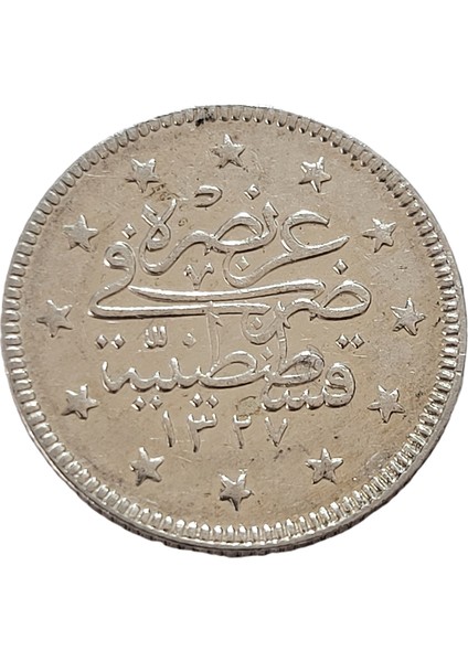 Sultan V. Mehmed Reşad, 2 Kuruş 1327/2 (1910) Çt/ççt Eski Madeni Gümüş Para fiyatları