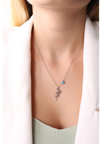 Gümüş Aralık Ayı Doğum Çiçeği Çoban Püskülü Kolyesi modelleri