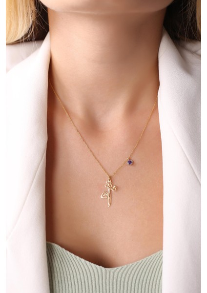 Gümüş Şubat Ayı Doğum Çiçeği Menekşe Kolyesi fırsatları