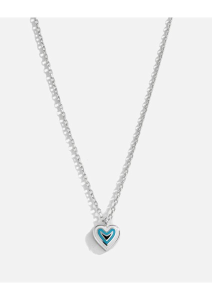 Mineli Kalp Gümüş Kolye
