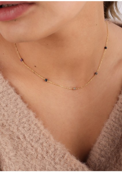 2,5 Karat Multicolor Safir Taşlı Gümüş Serenity Kolye modelleri