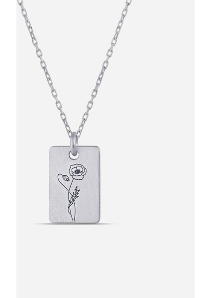 Gümüş Te mmuz Ayı Doğum Çiçeği Su Nilüferi Kolyesi