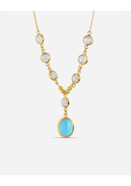 Aquamarine Taşlı Gümüş Kolye