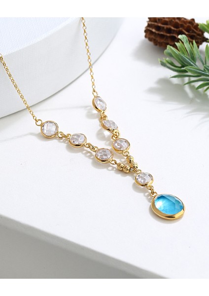 Aquamarine Taşlı Gümüş Kolye modelleri