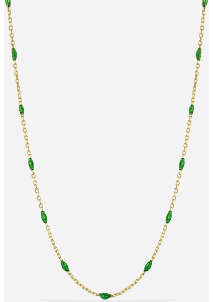 Yeşil Mineli Gümüş Zincir