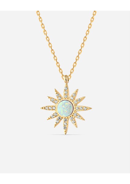 Opal Taşlı Gümüş Kutup Yıldızı Kolye