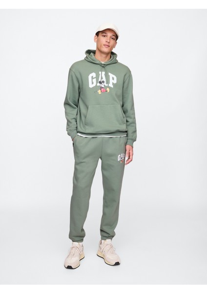 Erkek Yeşil Gap Logo Disney Grafikli Fleece Sweatshirt