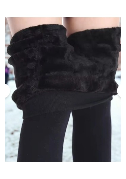 Kadın Siyah Dikişsiz Yüksek Bel Kışlık Içi Yünlü Şardonlu Termal Tayt fiyatları