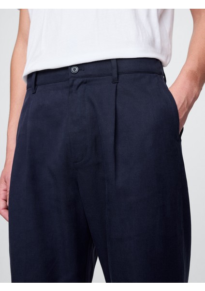 Erkek Lacivert Ultrasoft Pileli Pantolon