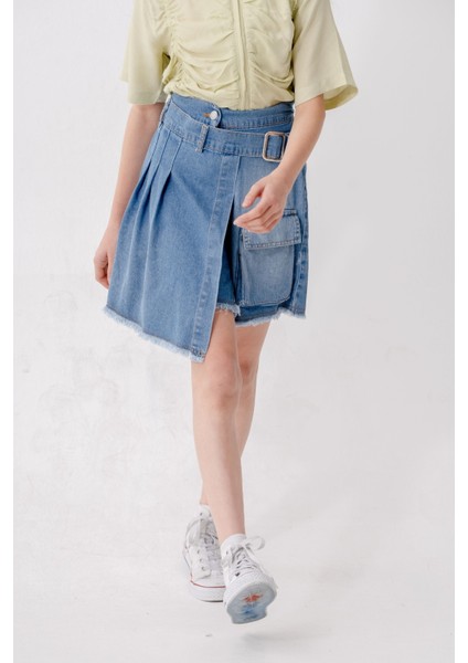 Kız Çocuk Pileli Kot Şort Etek 2873 fiyatları