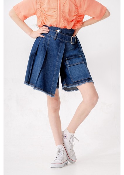 Kız Çocuk Pileli Kot Şort Etek 2873 fiyatları