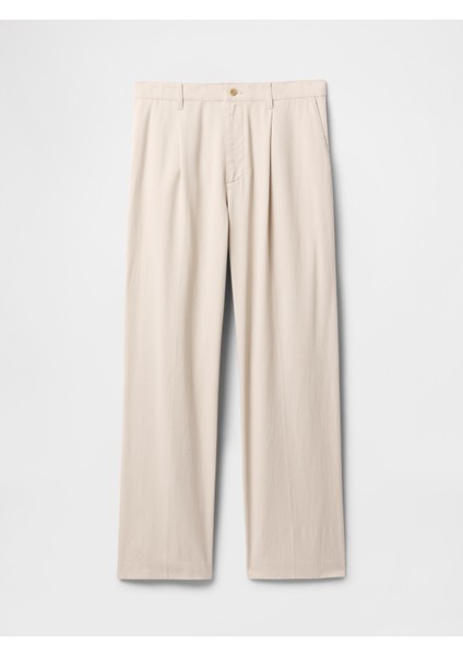 Erkek Bej Ultrasoft Pileli Pantolon