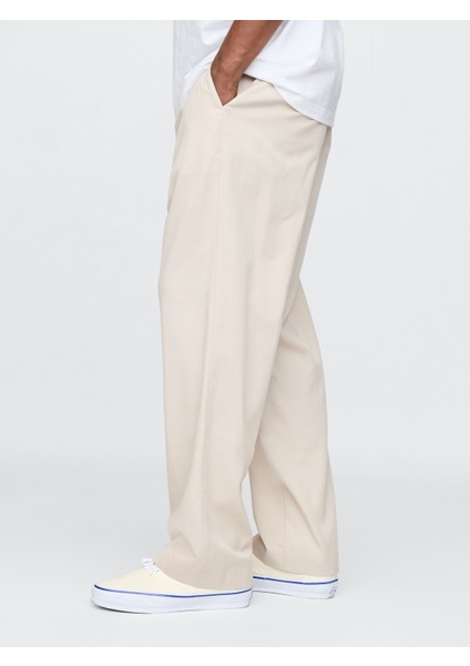 Erkek Bej Ultrasoft Pileli Pantolon