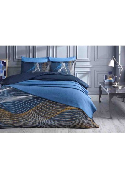 Çift Kişilik Yatak Örtülü Nevresim Takımı Resumo Lacivert