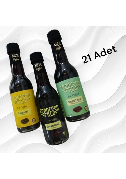 Espresso Soğuk Kahve (Şekersiz,Şekerli,Vanilya) 250 ml x 21 Adet