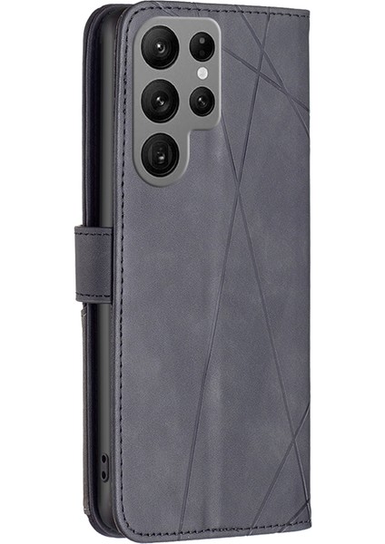 Samsung Galaxy S25 Ultra Kılıf Deri Telefon Kılıfı Cüzdan Standı-Siyah (Yurt Dışından)