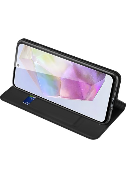 Samsung Galaxy A56 5G/A36 5g Kılıf Dux Ducıs Skin Pro Serisi Deri Kapak Kart Sahibinin-Siyah (Yurt Dışından)