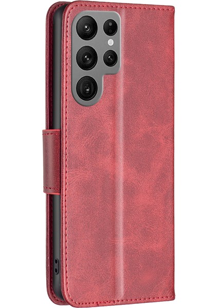 Samsung Galaxy S25 Ultra Kılıf Cüzdan Kart Yuvalı Darbeye Dayanıklı Pu Deri Kapak-Kırmızı (Yurt Dışından)