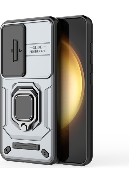 Samsung Galaxy S25 Kılıf Pc+Tpu Lens Kapaklı Kickstand Telefon Koruyucu-Gri (Yurt Dışından) fırsatları