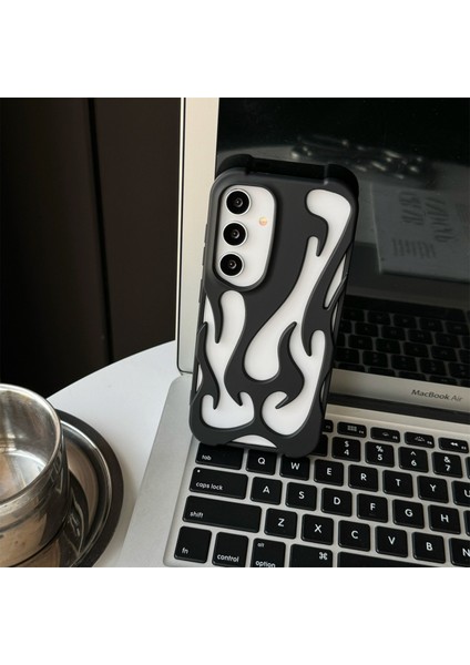 Samsung Galaxy A15 4g/5g Kılıf Içi Boş Alev Tasarımlı Mat Tpu Telefon Kapağı-Siyah (Yurt Dışından) fiyatları