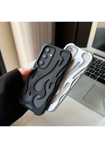 Samsung Galaxy A15 4g/5g Kılıf Içi Boş Alev Tasarımlı Mat Tpu Telefon Kapağı-Siyah (Yurt Dışından) modelleri