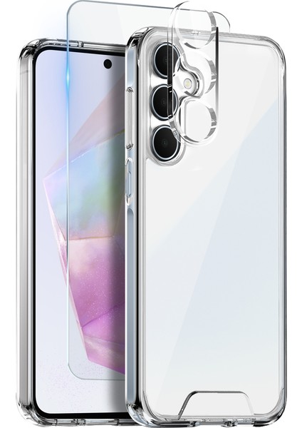 Northjo Samsung Galaxy A35 5g Kılıf Şeffaf Pc + Tpu Telefon Kapak Seti Ekran Filmi + Lens Filmi (Yurt Dışından)