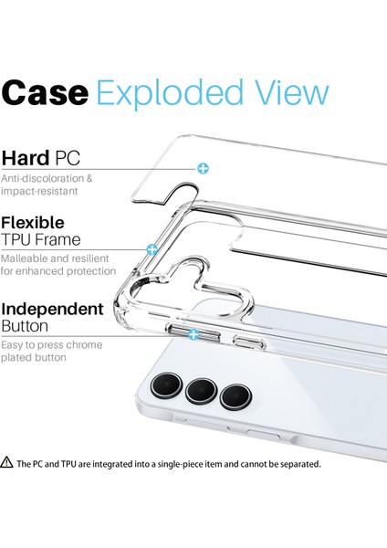Northjo Samsung Galaxy A35 5g Kılıf Şeffaf Pc + Tpu Telefon Kapak Seti Ekran Filmi + Lens Filmi (Yurt Dışından) fiyatları