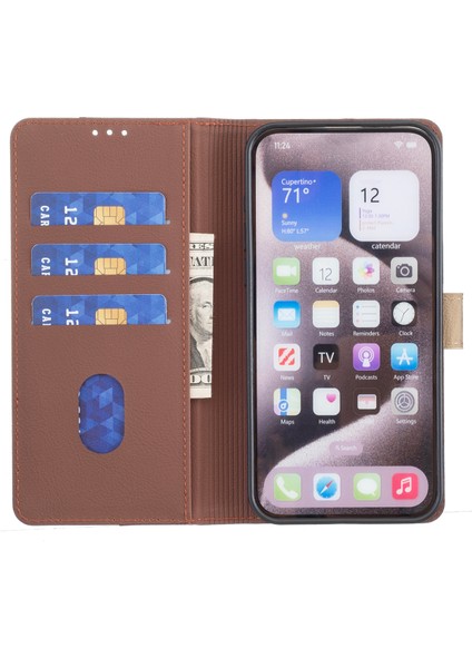 Samsung Galaxy S25 Ultra Için Deri Kılıf Ekleme Renkli Rfıd Engelleme-Kahverengi (Yurt Dışından)