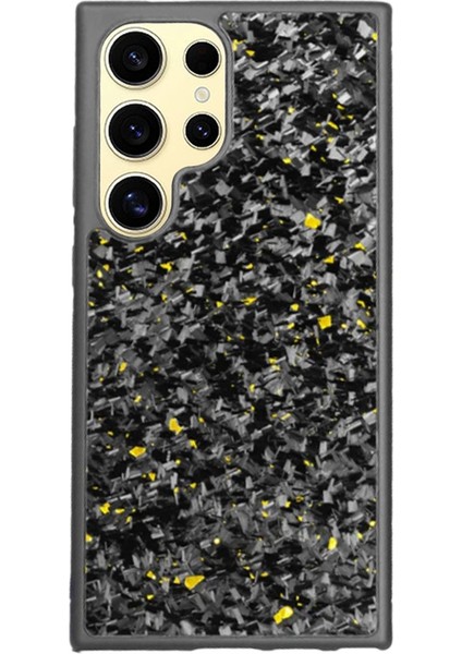 Samsung Galaxy S24 Ultra Manyetik Kılıf Dövme Doku Aramid Elyaf + Tpu Kaymaz Telefon Kapağı-Altın (Yurt Dışından)