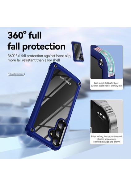 Samsung Galaxy S25 Kılıf Düşmeyi Önleyici Alaşım Lens Çerçevesi Pc+Tpu Telefon Kapağı-Safir/siyah (Yurt Dışından) modelleri