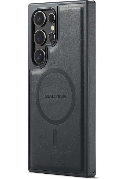 Magkıng K1 Serisi Samsung Galaxy S24 Ultra Manyetik Kılıf Pc+Tpu+Pu Telefon Kılıfı Kart Tutuculu-Siyah (Yurt Dışından) fiyatları