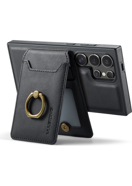 Magkıng K1 Serisi Samsung Galaxy S24 Ultra Manyetik Kılıf Pc+Tpu+Pu Telefon Kılıfı Kart Tutuculu-Siyah (Yurt Dışından) indirimleri
