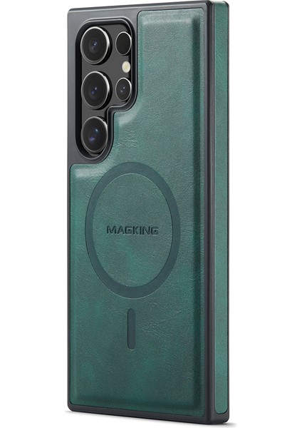 Magkıng K1 Serisi Samsung Galaxy S24 Ultra Manyetik Kılıf Pc+Tpu+Pu Telefon Kılıfı Kart Tutuculu-Yeşil (Yurt Dışından) fiyatları