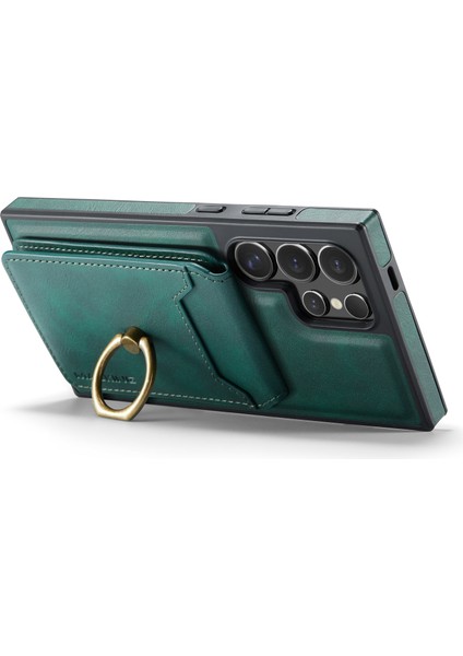 Magkıng K1 Serisi Samsung Galaxy S24 Ultra Manyetik Kılıf Pc+Tpu+Pu Telefon Kılıfı Kart Tutuculu-Yeşil (Yurt Dışından) fırsatları