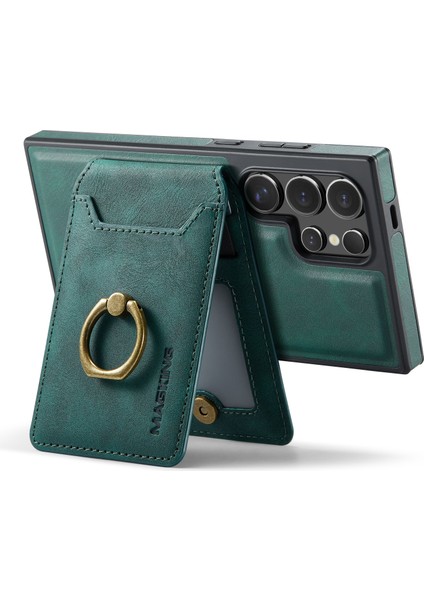Magkıng K1 Serisi Samsung Galaxy S24 Ultra Manyetik Kılıf Pc+Tpu+Pu Telefon Kılıfı Kart Tutuculu-Yeşil (Yurt Dışından) indirimleri