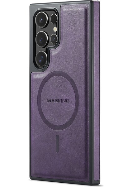 Magkıng K1 Serisi Samsung Galaxy S24 Ultra Manyetik Kılıf Pc+Tpu+Pu Telefon Kılıfı Kart Tutuculu-Mor (Yurt Dışından) fiyatları