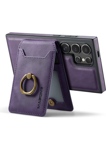 Magkıng K1 Serisi Samsung Galaxy S24 Ultra Manyetik Kılıf Pc+Tpu+Pu Telefon Kılıfı Kart Tutuculu-Mor (Yurt Dışından) indirimleri