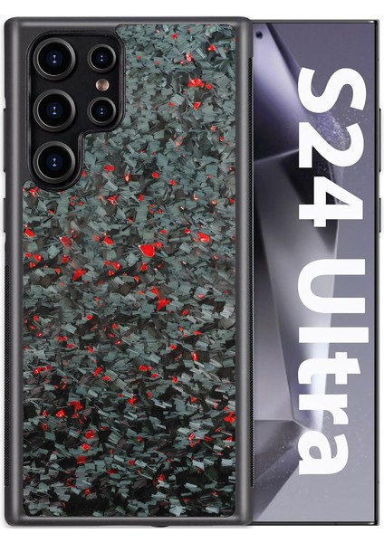 Samsung Galaxy S24 Ultra Manyetik Kılıf Dövme Doku Aramid Elyaf + Tpu Kaymaz Telefon Kapağı-Kırmızı (Yurt Dışından)