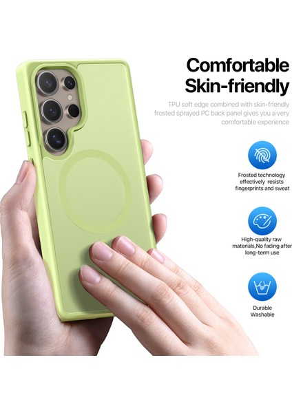 Samsung Galaxy S25 Ultra Kılıf Dux Ducıs Yind Serisi Mat Kılıf Magsafe Pc+Tpu Telefon Kapağı ile Uyumlu-Kireç Yeşili (Yurt Dışından)