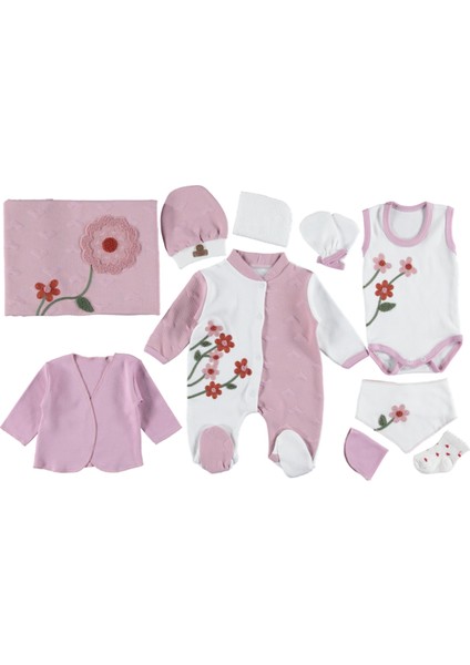 Kız 10 Lu Organik Kalpli Çiçekli Lüx Set