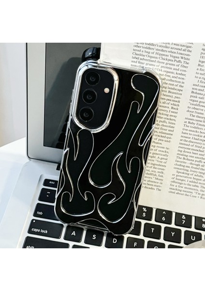 Samsung Galaxy A15 4g/5g Kılıf Içi Boş Alev Tasarımı Elektroliz Kaplama Tpu Telefon Kapağı-Siyah (Yurt Dışından) fiyatları